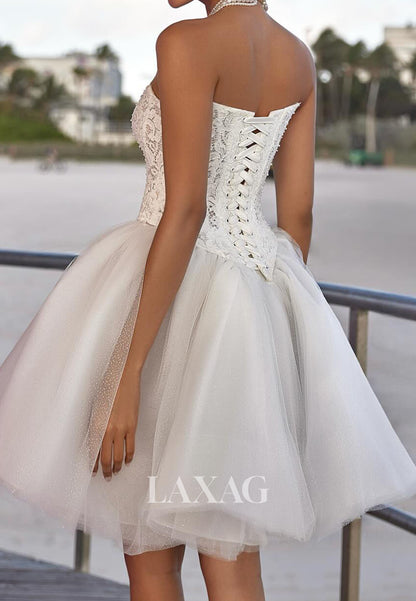 Scoop-Neck Floral Embellished Lace Applique Pleated Tulle A-Line Party Homecoming Dress