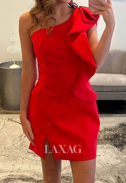 Asymmetrical-Neck Off-Shoulder Sleeveless Short Mermaid Party Homecoming Dress