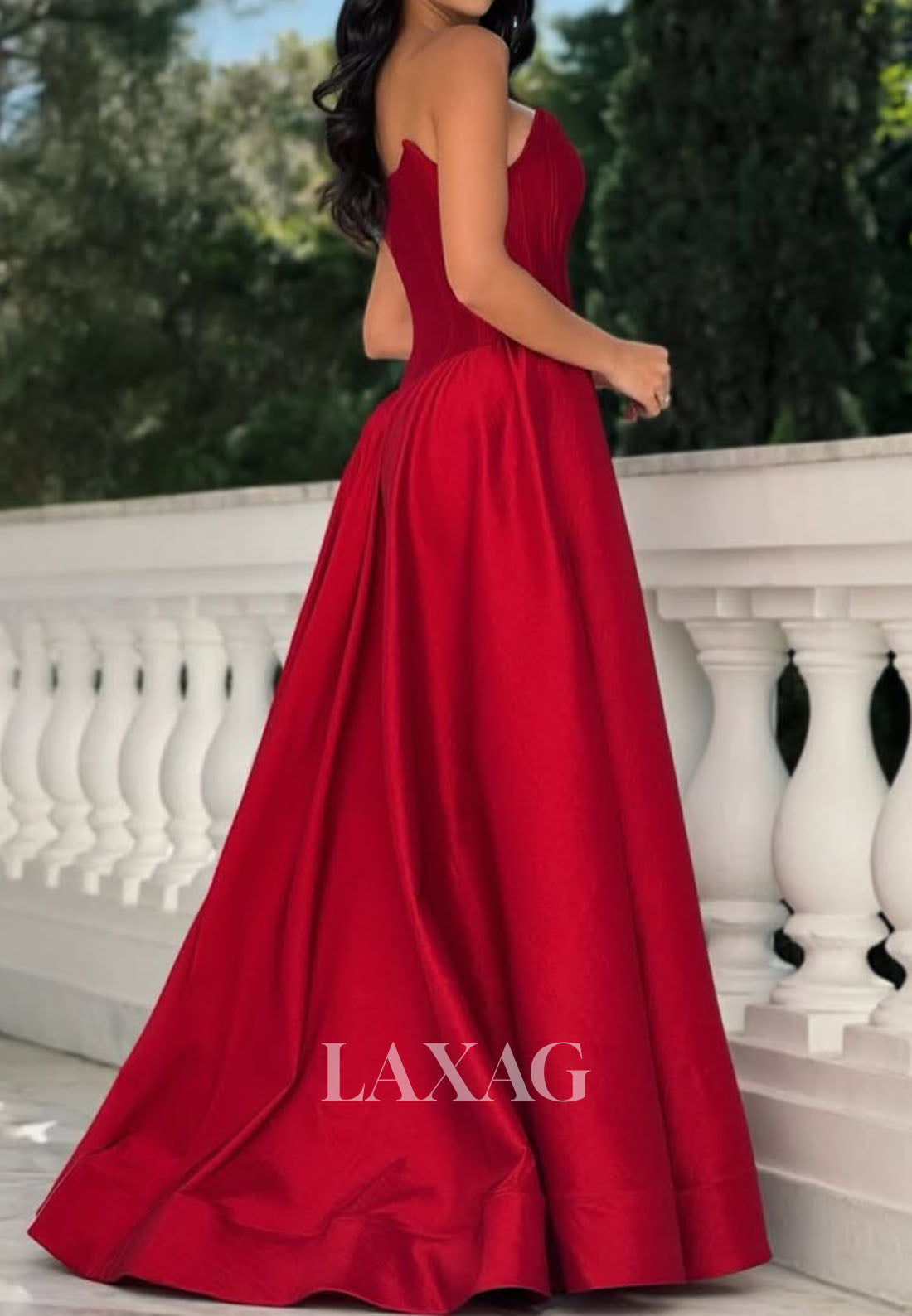 Bateau-Neck Off-Shoulder Sleeveless Floor-Length Satin Pleated Simple A-Line Party Prom Dress