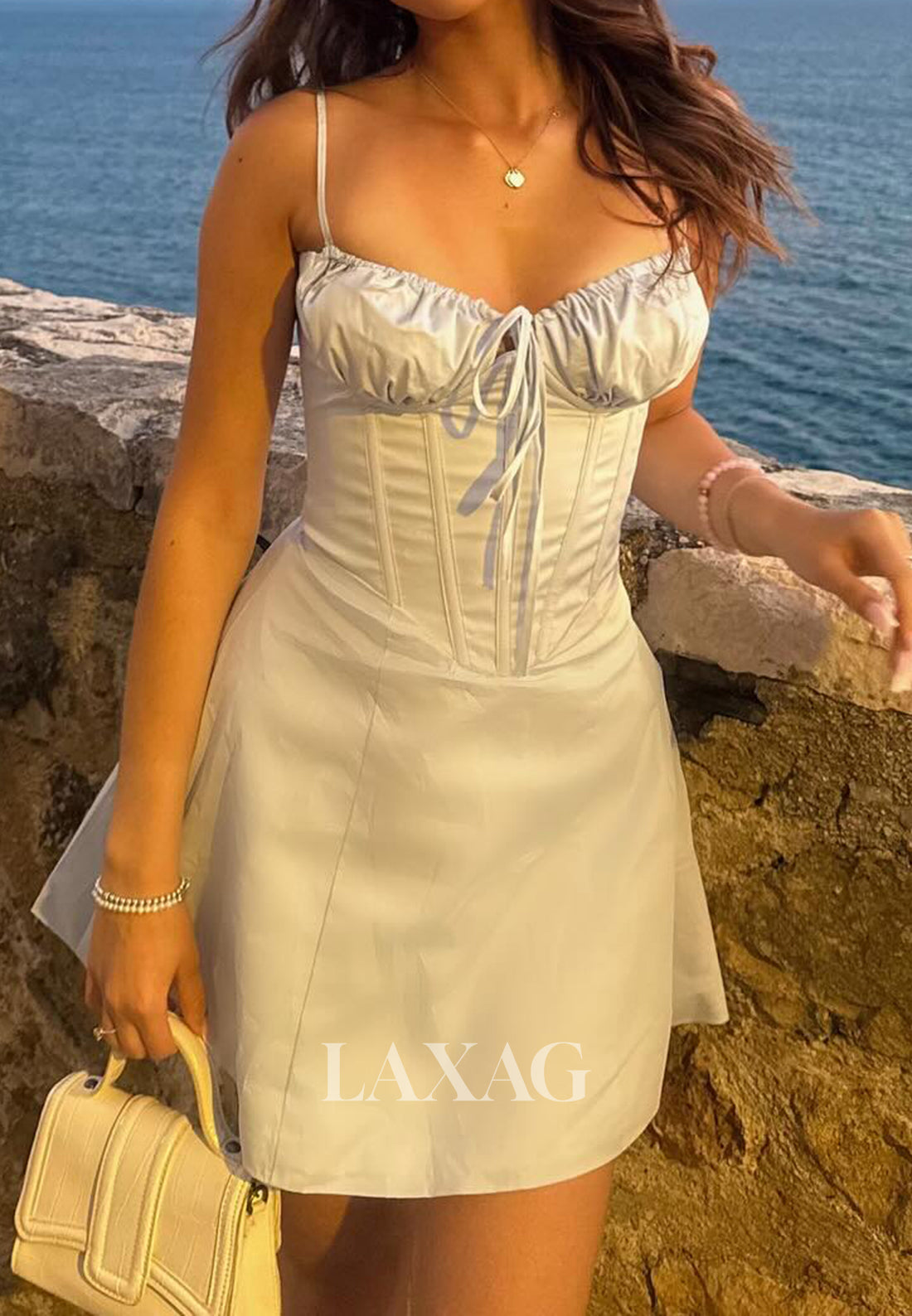 Sweetheart Spaghetti Straps Off-Shoulder Pleated Satin A-Line Party Homecoming Dress