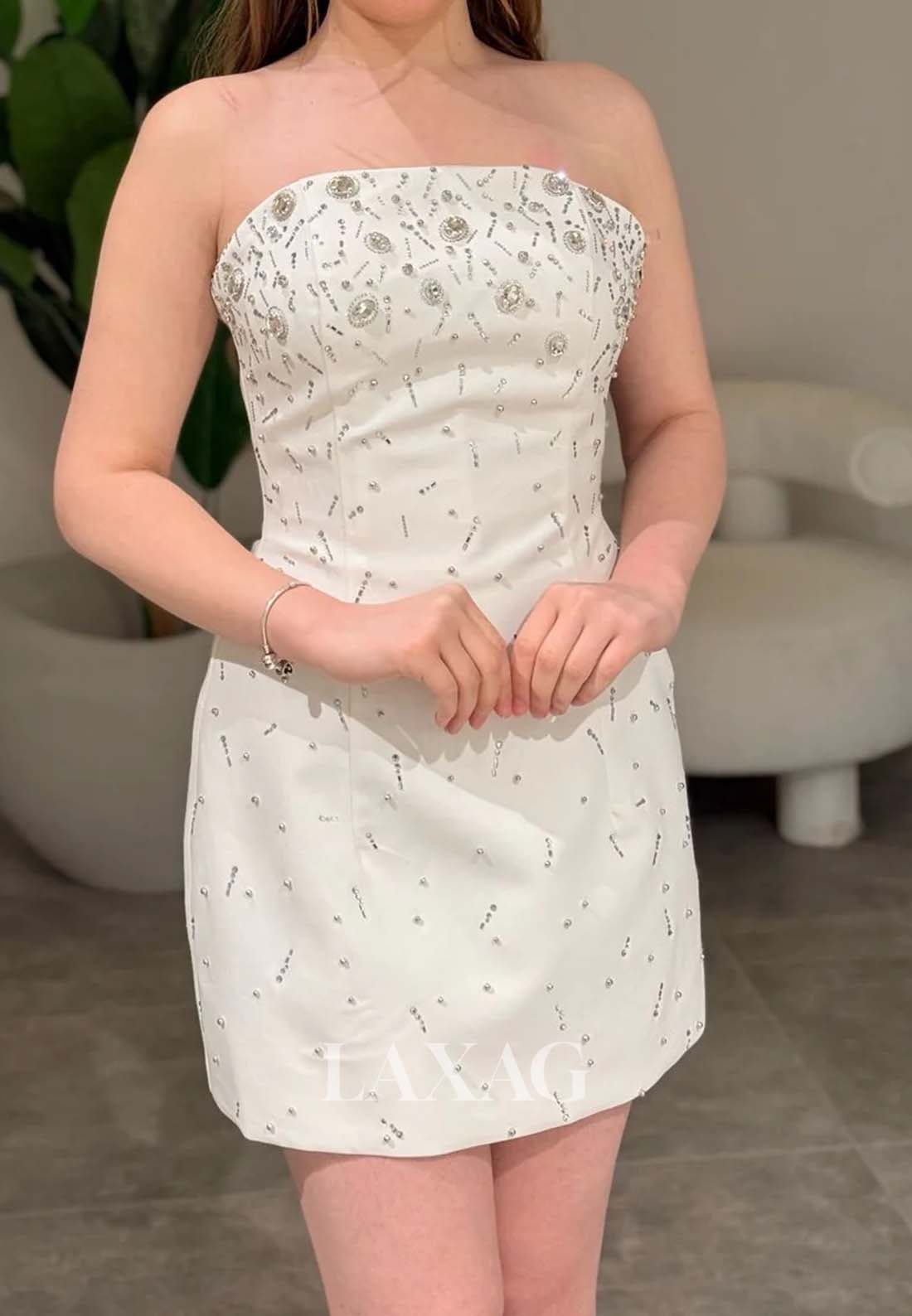 Bateau-Neck Off-Shoulder Sleevelss Beaded Satin Mermaid Homecoming Dress