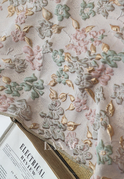 V-Neck Cap-Sleeves Jacquard Satin Pleated Tea-Length A-Line Mother of the Bride Dress