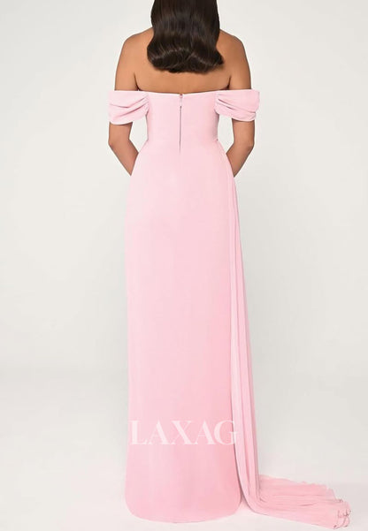 Scoop-Neck Sleeveless Simple Formal Gowns Pleated Satin Mermaid Evening Dress with Slit