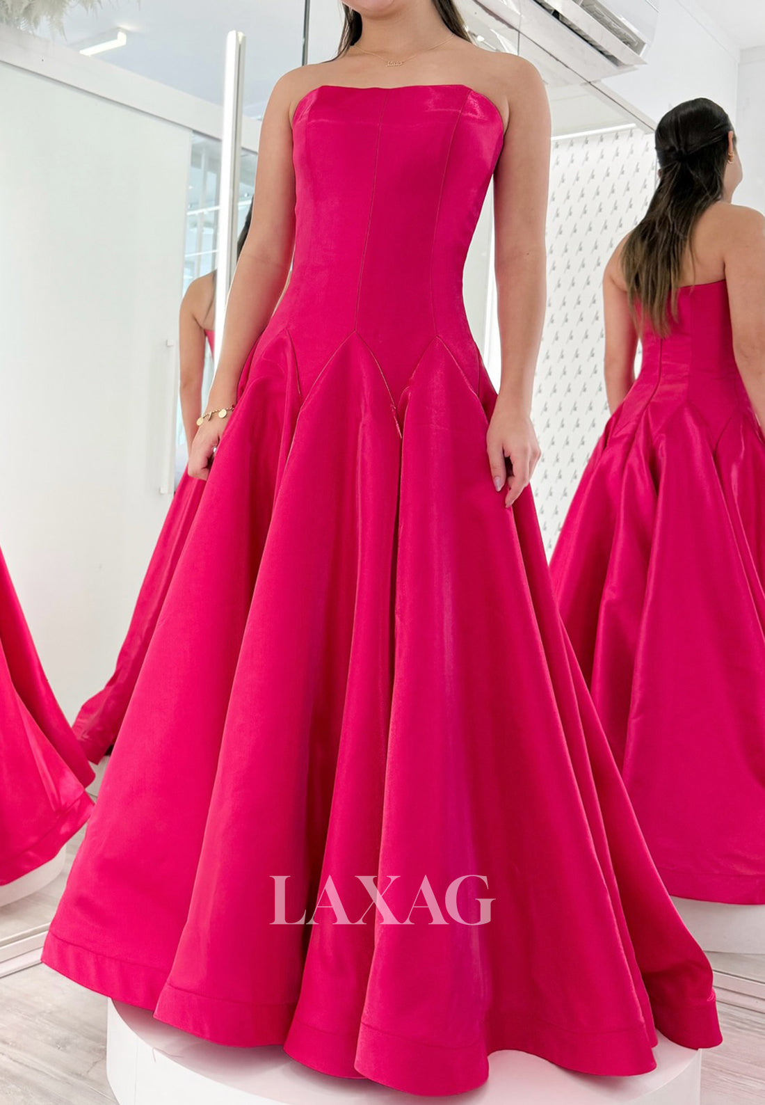 Sweetheart Off-Shoulder Sleeveless Party Gowns Floor-Length Satin Pleated A-Line Prom Dress