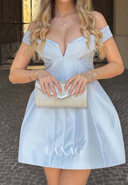 Simple Off-Shoulder Sweetheart Sleeveless Satin Short A-Line Party Homecoming Dress