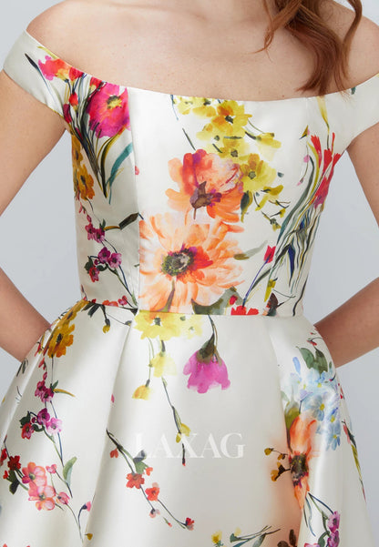 Bateau-Neck Sleeveless Print-Satin Floor-Length A-Line Mother of the Bride Dress