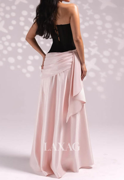 Off-Shoulder Sweetheart Beaded Evening Gowns Pleated Satin Floor-Length Fitted Prom Dress