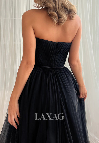 Off-Shoulder Sweetheart A-Line Prom Dress Floral Embellished Pleated Tulle Evening Gowns