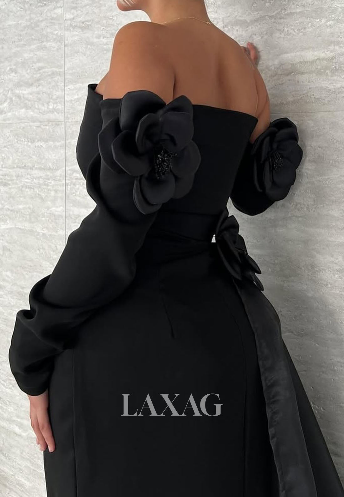 Sweetheart Long-Sleeves Mermaid Evening Dress Floral Embellished Floor-Length Formal Gowns