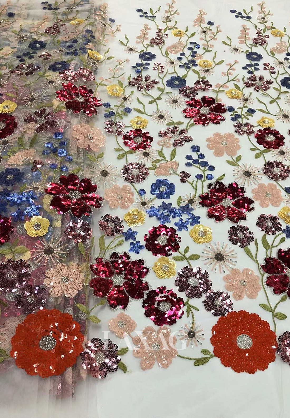 Collared Half-Sleeves Satin Mermaid Evening Dress Multi-Color Sequined Applique Formal Gowns