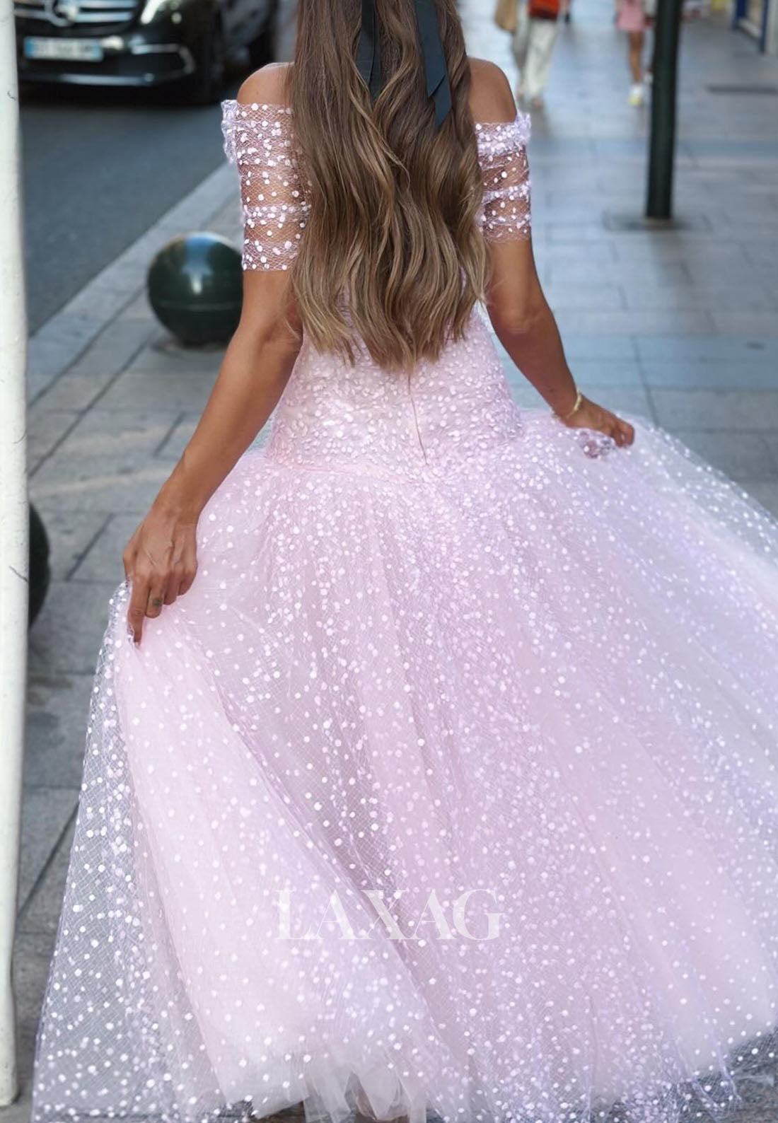 Sweetheart Sleeveless Pleated Tulle Party Gowns Fully Sequined Floor-Length A-Line Prom Dress