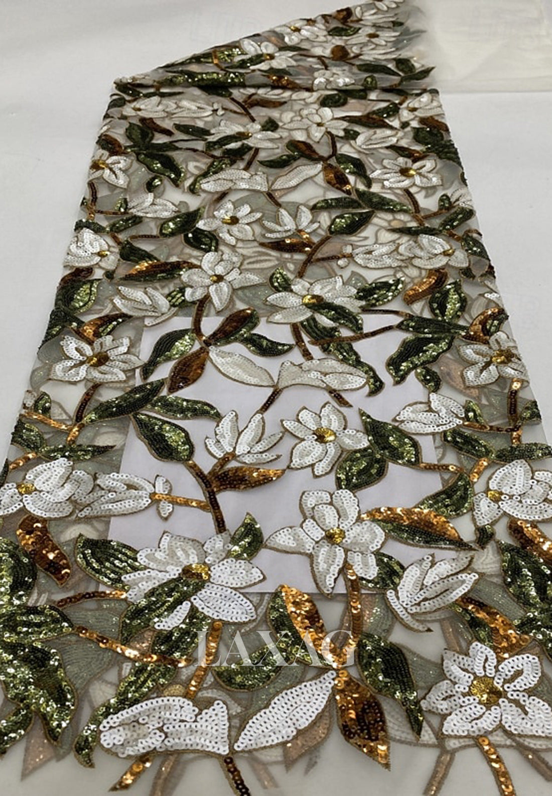 V-Neck 3/4-Sleeves Fully Sequined Tulle&Satin Floor-Length Mermaid Mother of the Bride Dress