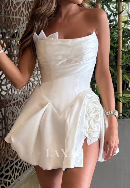 Bateau-Neck Off-Shoulder Sleeveless Pleated Satin Short A-Line Party Homecoming Dress