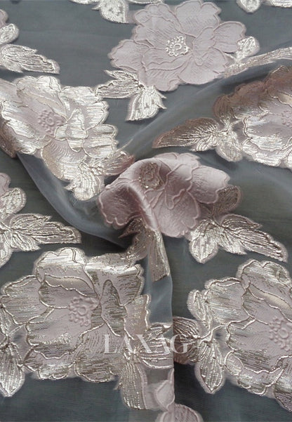 Scoop-Neck Short-Sleeves Jacquard Tulle&Satin Pleated Sheer Tea-Length A-Line Evening Dress