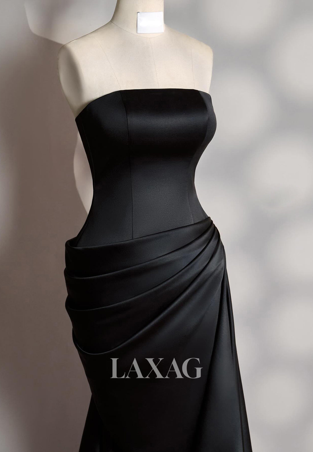 Simple Tube Top Pleated Satin Mermaid Evening Dress Off-Shoulder Sleeveless Formal Gowns