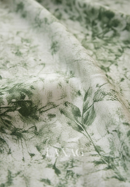 Asymmetrical-Neck One-Strap Sleeveless Print-Satin Pleated A-Line Evening Dress with High Slit