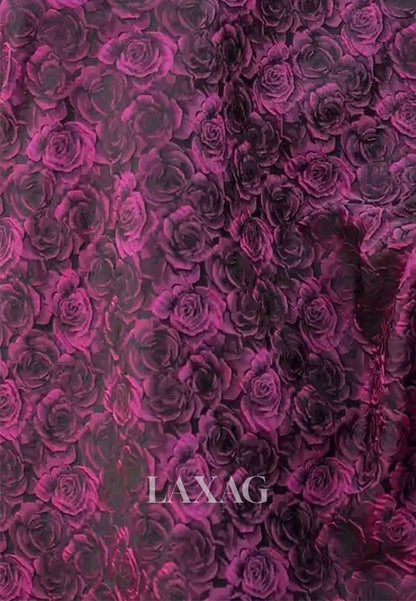 V-Neck Long-Sleeves Pleated Satin Formal Gowns Floor-Length Jacquard Mermaid Evening Dress