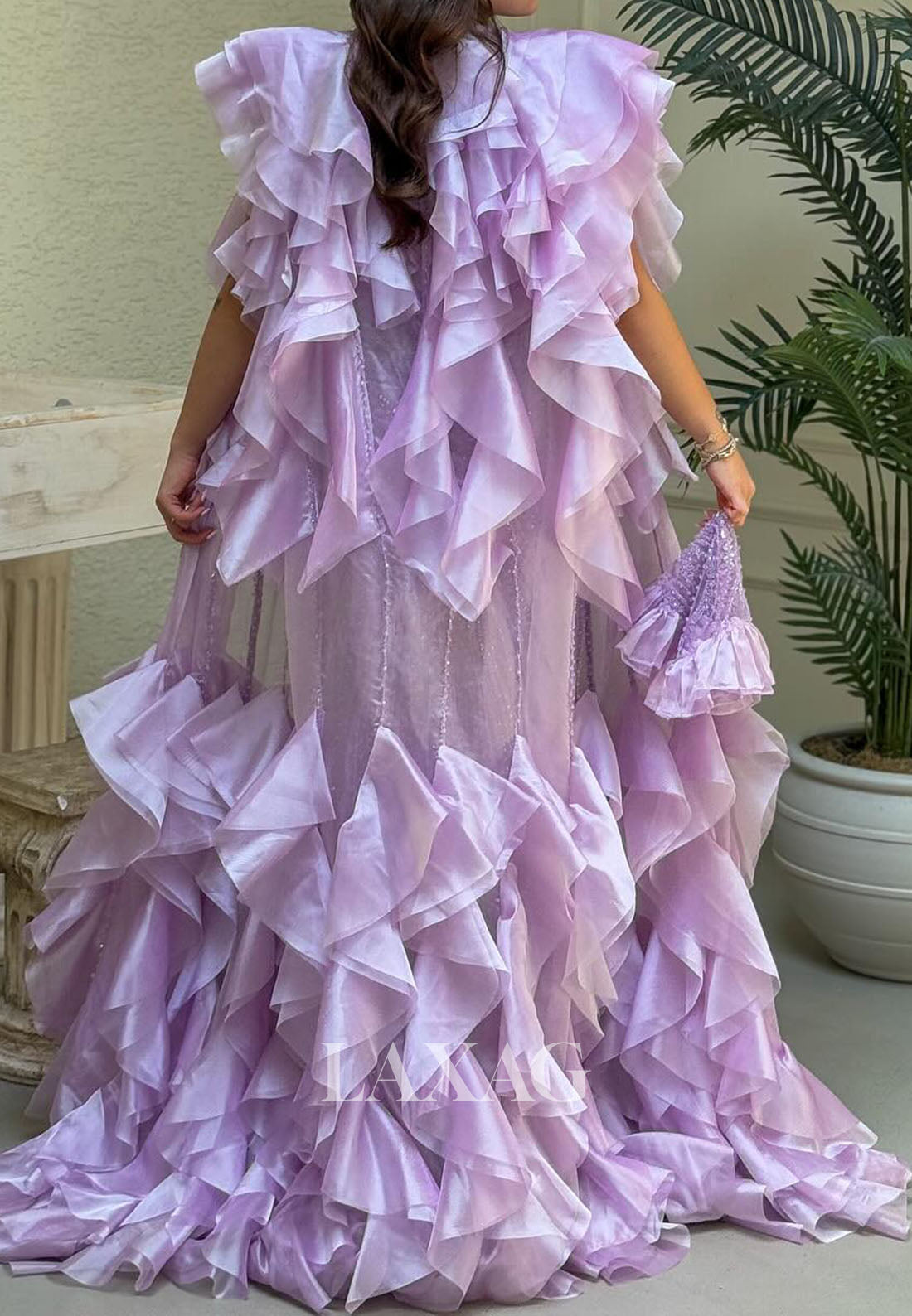 Tube Top Floor-Length Chiffon Pleated Mermaid Prom Dress Fully Sequined Beaded Evening Gowns