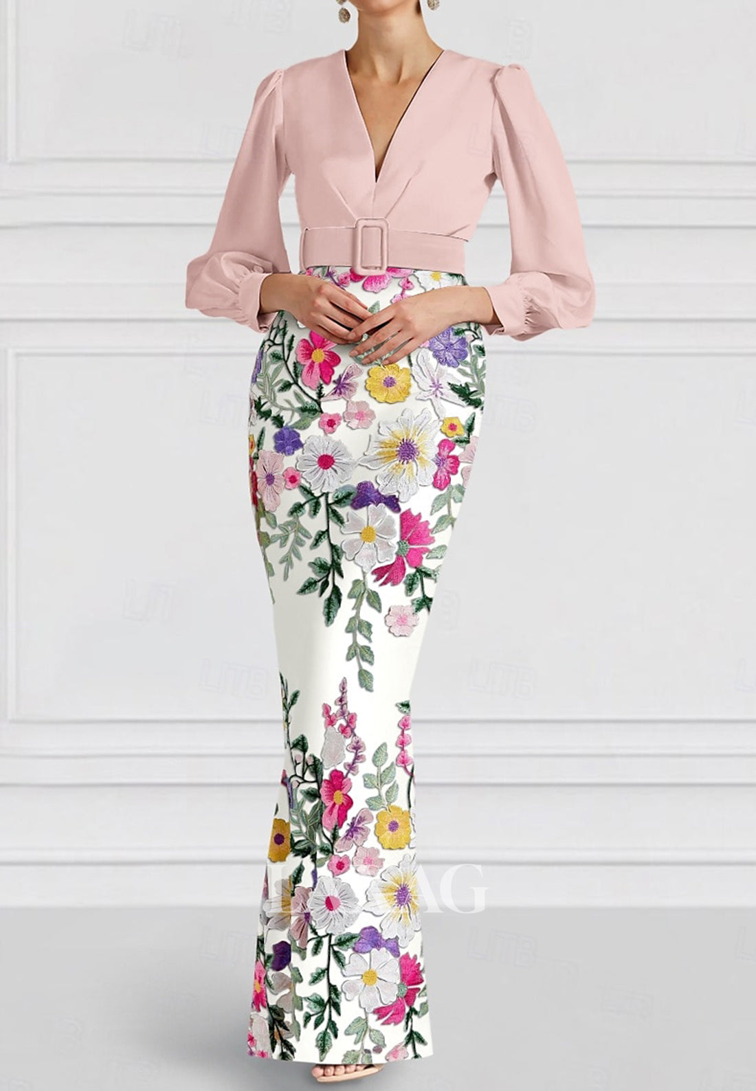 Simple Jacquard Satin Pleated Floor-Length Mermaid Mother of the Bride Dress