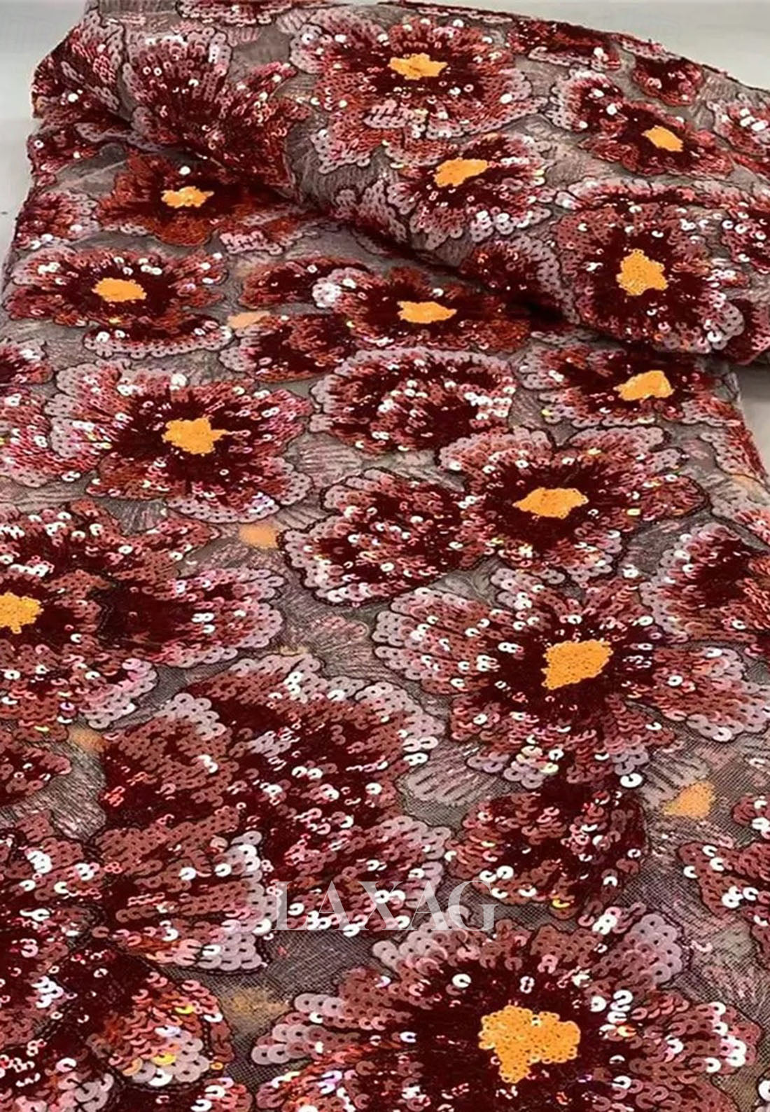 Asymmetrical-Neck Long-Sleeves Sequined Applique Satin Floor-Length Mermaid Evening Dress