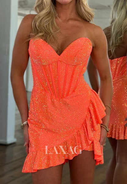 Sweetheart Off-Shoulder Sleeveless Fully Beaded Short Mermaid Party Homecoming Dress