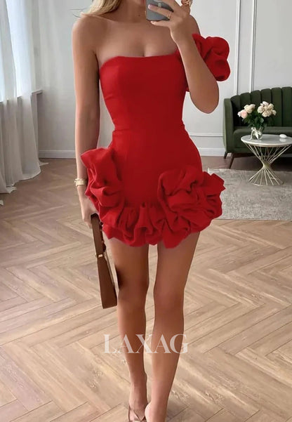 Bateau-Neck Off-Shoulder Floral Embellished Pleated Mermaid Party Homecoming Dress