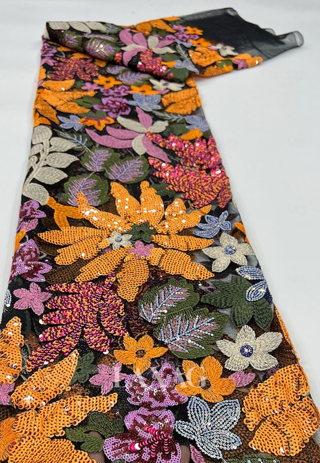 Asymmetrical-Neck Long-Sleeves Sequined Applique Satin Trumpet Mermaid Evening Dress