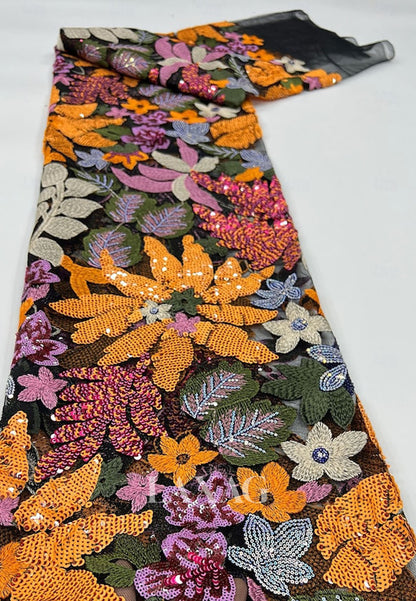 Asymmetrical-Neck Long-Sleeves Sequined Applique Satin Trumpet Mermaid Evening Dress