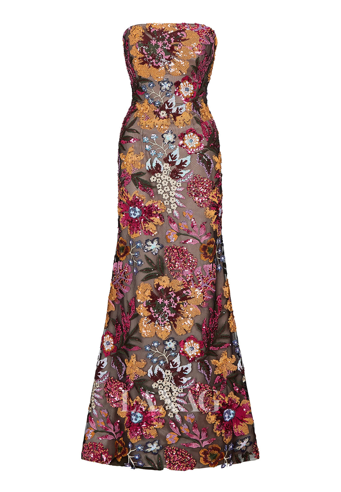 Tube Top Sleeveless Multi-Color Fully Sequined Mermaid Mother of the Bride Dress