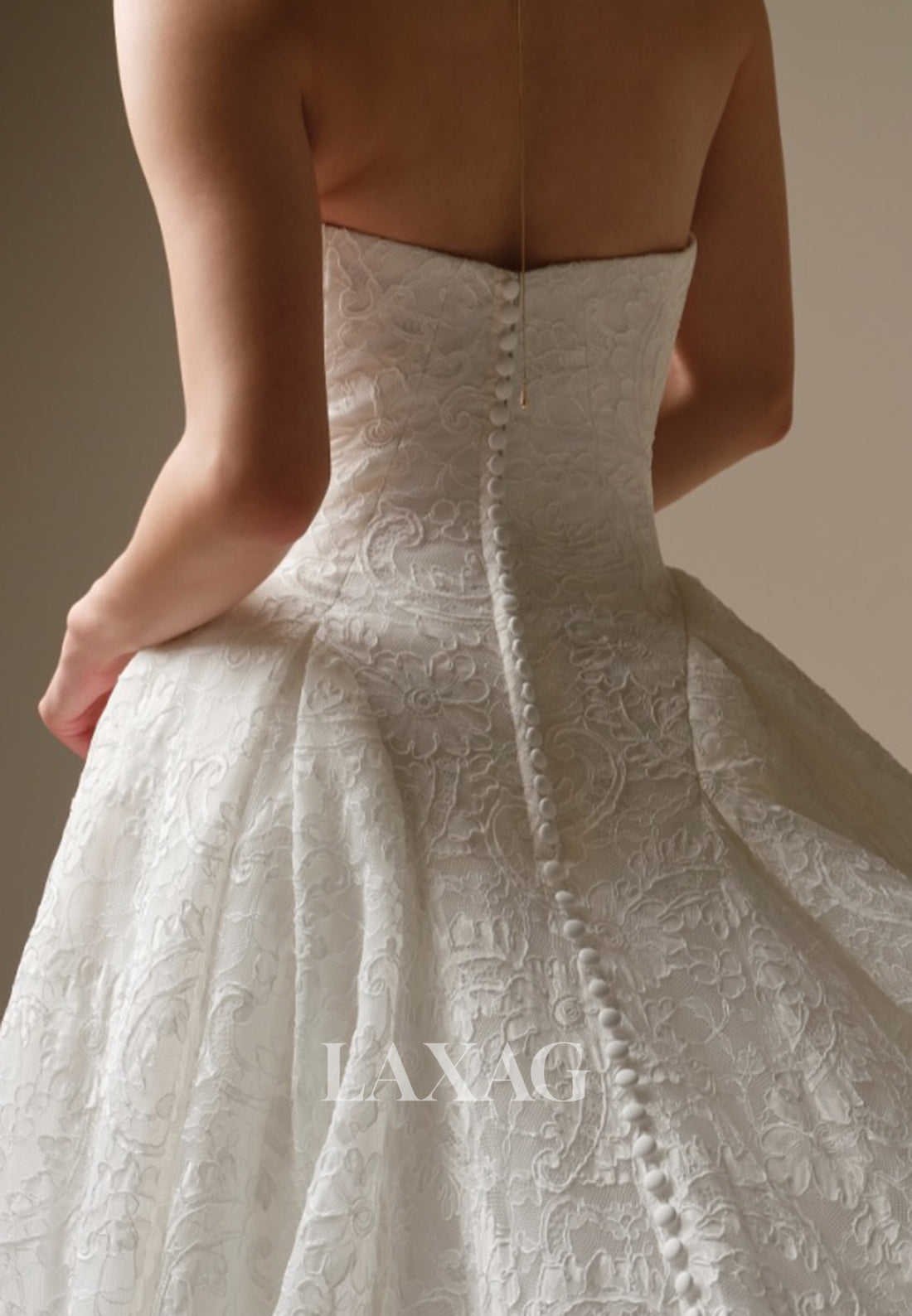 Sweetheart Long-Sleeves Allover Lace Applique Pleated A-Line Wedding Dress with Train