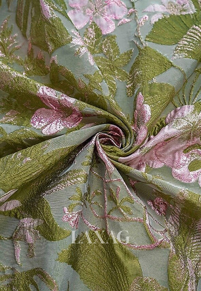 Bow-Strap Asymmetrical-Neck Sleeveless Jacquard Satin Pleated A-Line Evening Dress with High Slit