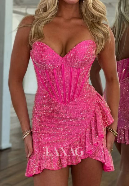 Sweetheart Off-Shoulder Sleeveless Fully Beaded Short Mermaid Party Homecoming Dress