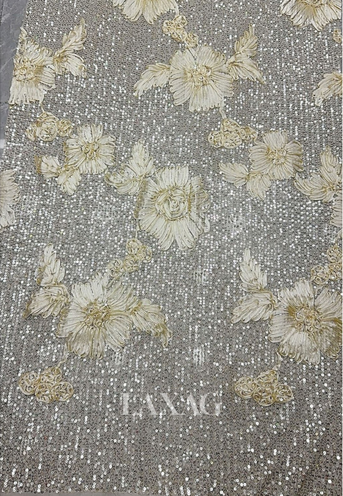 V-Neck Collared 3/4-Sleeves Floor-Length  Sequined Applique Satin Mermaid Evening Dress