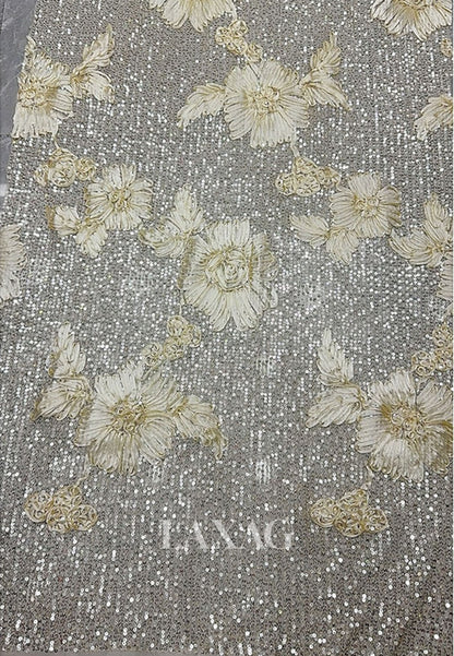 V-Neck Collared 3/4-Sleeves Floor-Length  Sequined Applique Satin Mermaid Evening Dress