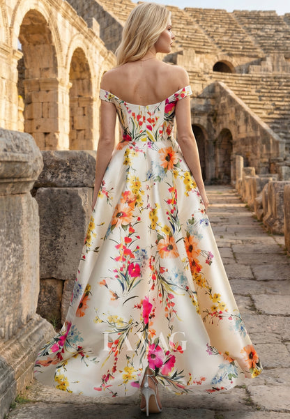 Bateau-Neck Sleeveless Print-Satin Floor-Length A-Line Mother of the Bride Dress