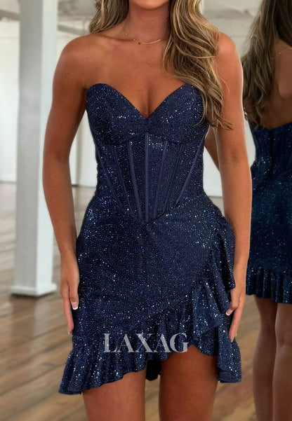 Sweetheart Off-Shoulder Sleeveless Fully Beaded Short Mermaid Party Homecoming Dress