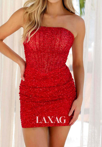 Sweetheart Off-Shoulder Sleeveless Fully Sequined Short Mermaid Party Homecoming Dress