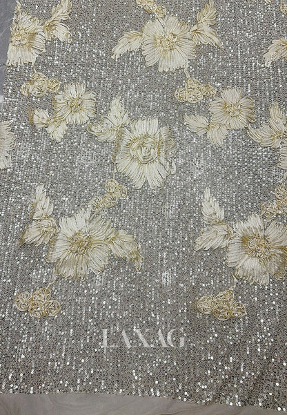 V-Neck Collared Half-Sleeves Jacquard Sequined Satin Mermaid Mother of the Bride Dress