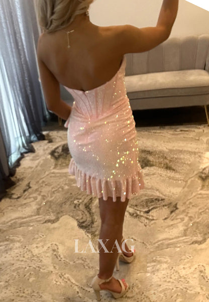 Sweetheart Off-Shoulder Sleeveless Fully Beaded Short Mermaid Party Homecoming Dress