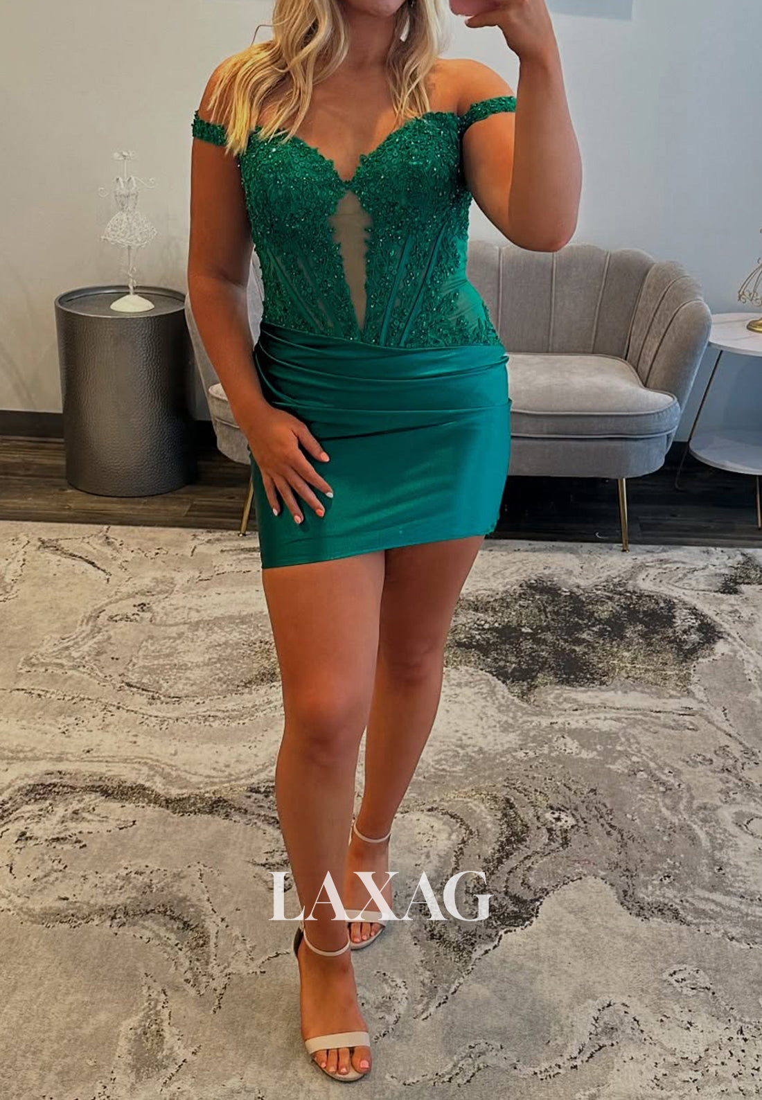 Sweetheart Sleeveless Applique Sequined Pleated Satin Mermaid Party Homecoming Dress