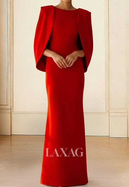 Scoop-Neck Sleeveless Floor-Length Formal Gowns Simple Satin Mermaid Evening Dress with Overlay