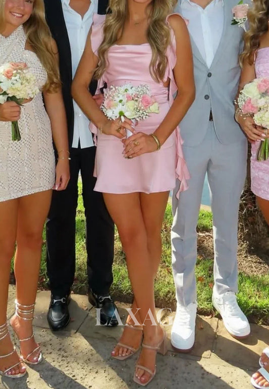 Simple Sweetheart Straps Sleeveless Pleated Satin A-Line Party Homecoming Dress