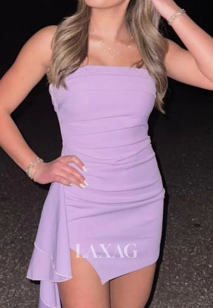 Tube Top Off-Shoulder Sleeveless Pleated Satin Mermaid Party Homecoming Dress