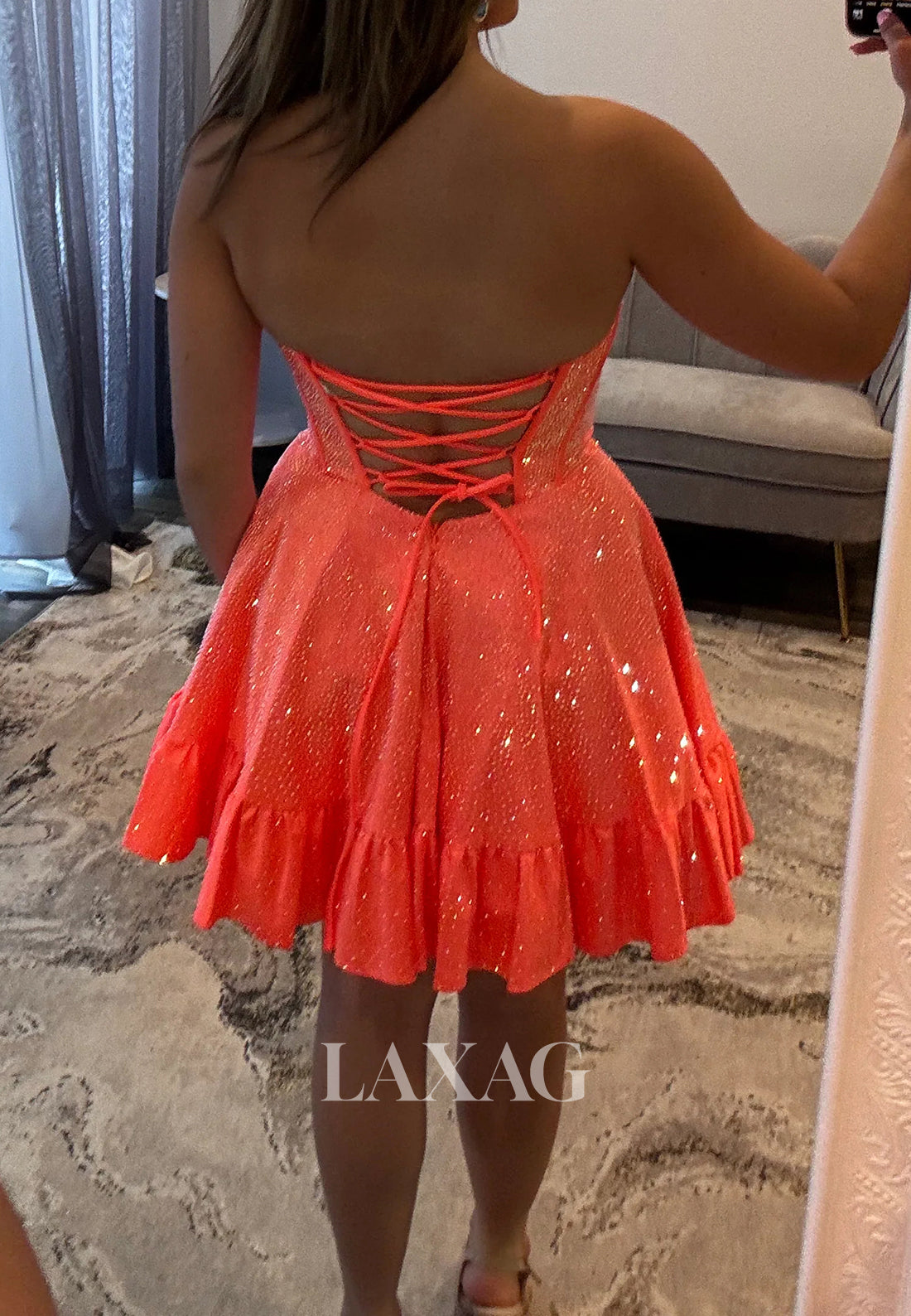 Scoop-Neck Off-Shoulder Sleeveless Pleated Fully Beaded A-Line Party Homecoming Dress