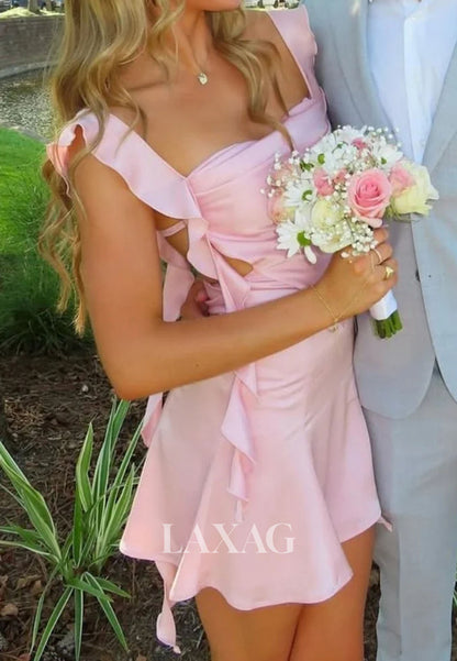 Simple Sweetheart Straps Sleeveless Pleated Satin A-Line Party Homecoming Dress