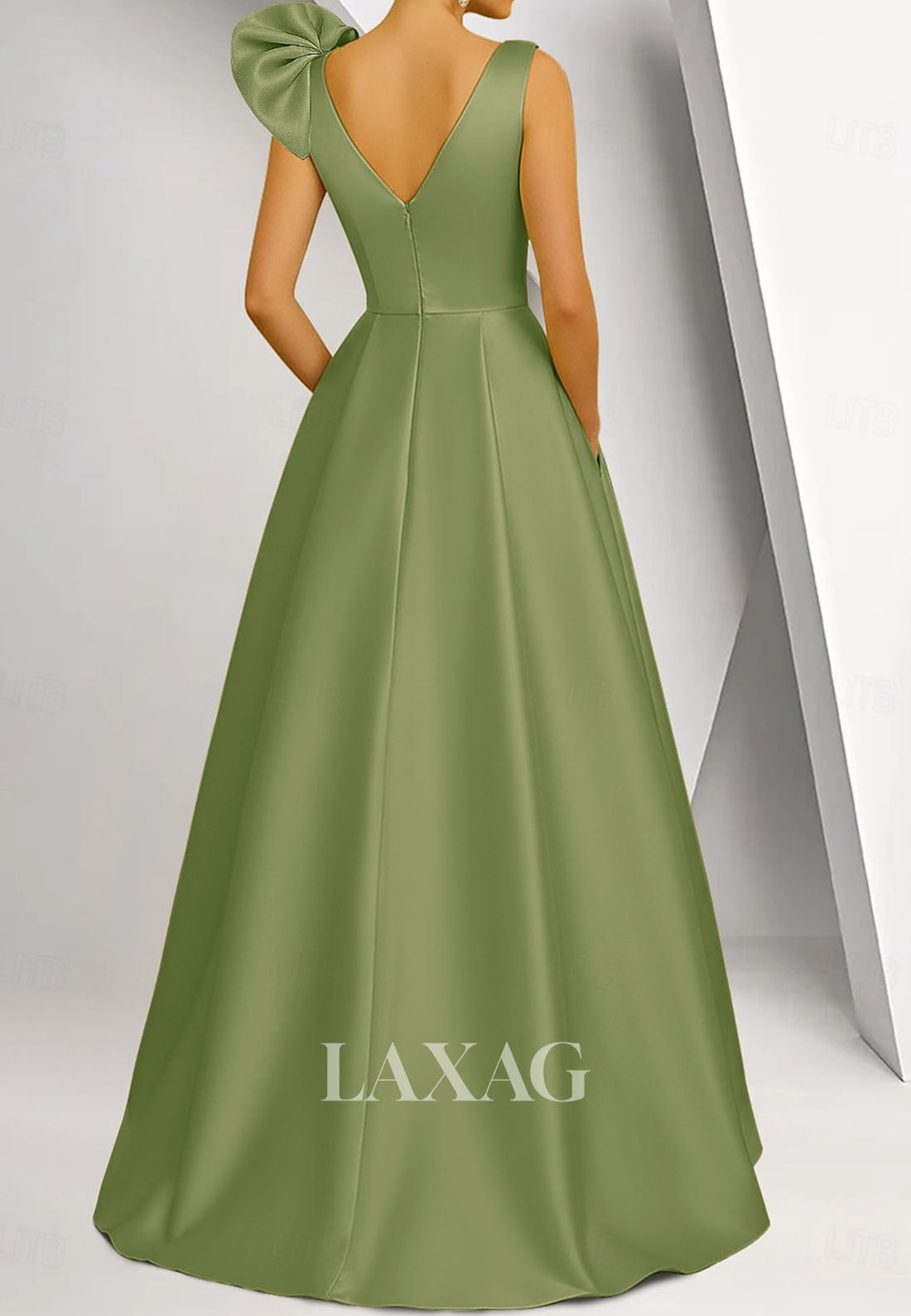 Deep V-Neck Straps Ruffled Satin Mermaid Evening Dress Floor-Length Sequined Applique Formal Gowns