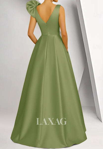 Deep V-Neck Straps Ruffled Satin Mermaid Evening Dress Floor-Length Sequined Applique Formal Gowns