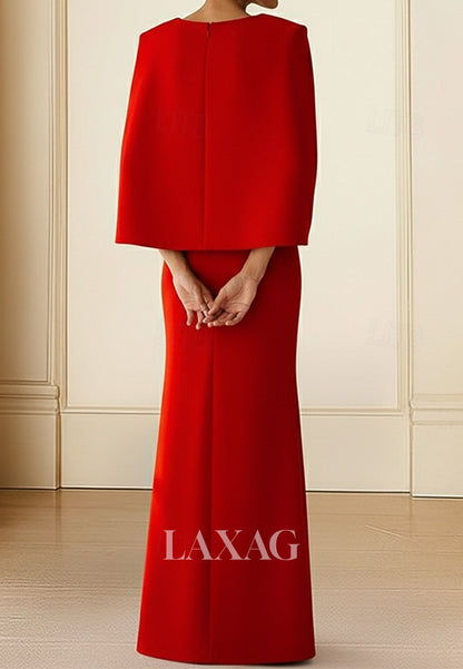 Scoop-Neck Sleeveless Floor-Length Formal Gowns Simple Satin Mermaid Evening Dress with Overlay