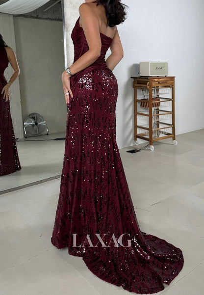 Halter V-Neck Sleeveless Mermaid Evening Dress Sequine Pleated Chiffon A-Line Formal Gowns