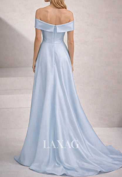 Tube Top Sleeveless 3D-Floral Satin Pleated Slit Mermaid Evening Dress with Sweep Train